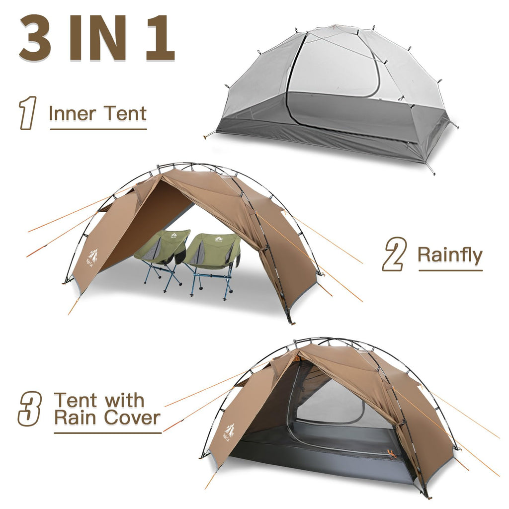 Night Cat Backpacking Tent 2 Person Lightweight Hiking Camping Tent With Foldable Pole, Double Layers Waterproof Fast Setup Ultr