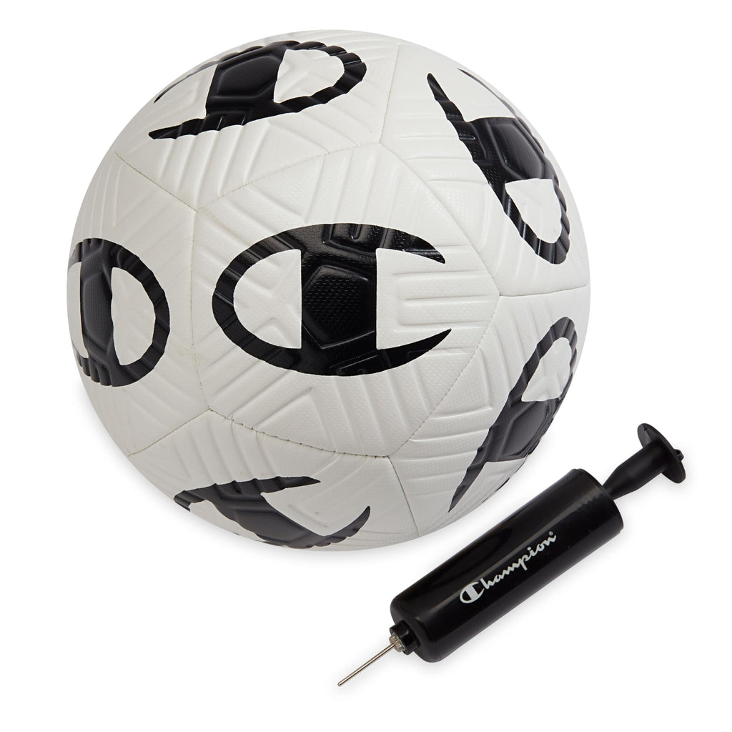 Champion Playmaker Soccer Ball (Size 5, White/Black) - 12-Panel Design, Enhanced Control, Durable TPU Cover & Butyl Bladder, for