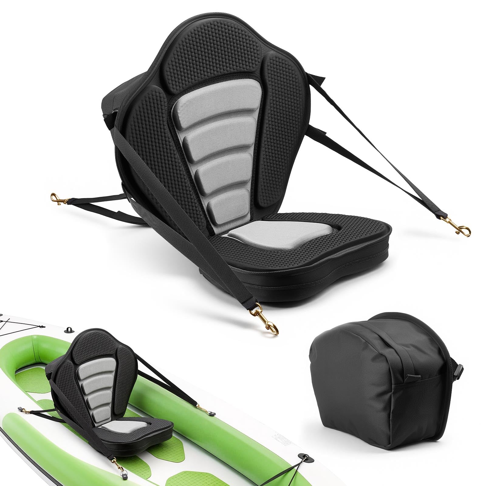 VEVOR Kayak Seat, 1 Pack 2.6 Thick, Universal Paddle Board Seat with Back Support, Sit-on-Top Soft Padded Cushion with Storage B