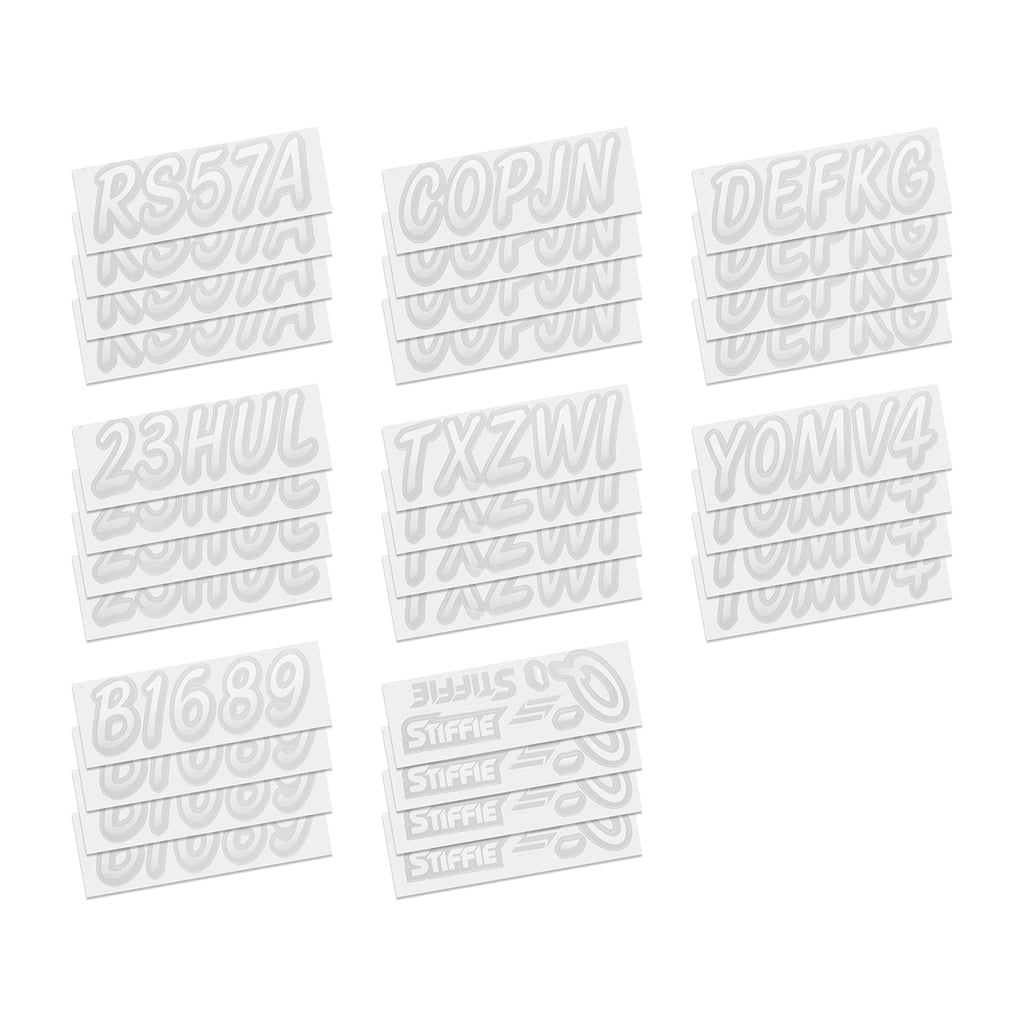 Stiffie Whipline White/Silver 3 '' Super Sticky Boat & Pwc Registration Decals  Numbers Letters Stickers