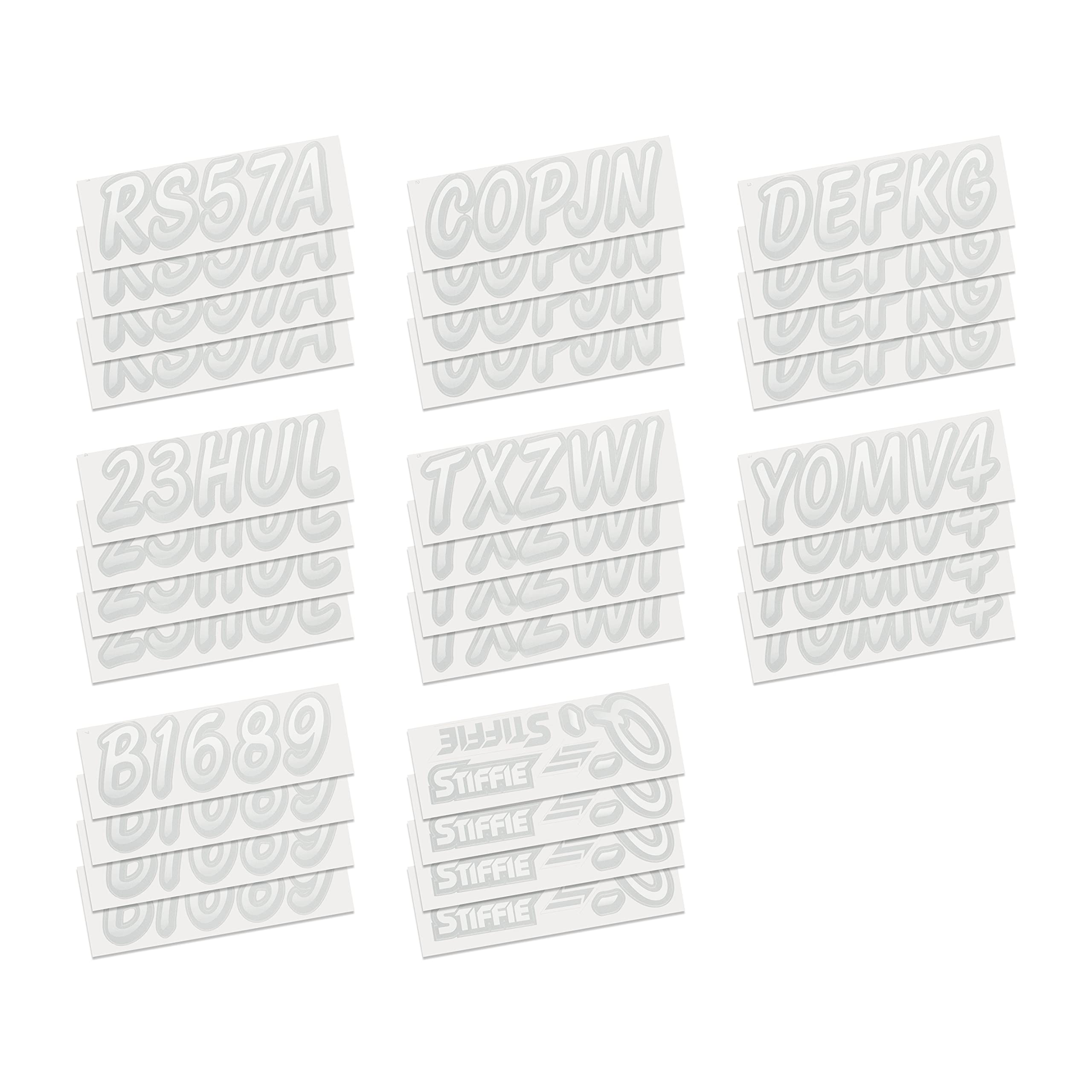 Stiffie Whipline White/Silver 3 '' Super Sticky Boat & Pwc Registration Decals  Numbers Letters Stickers