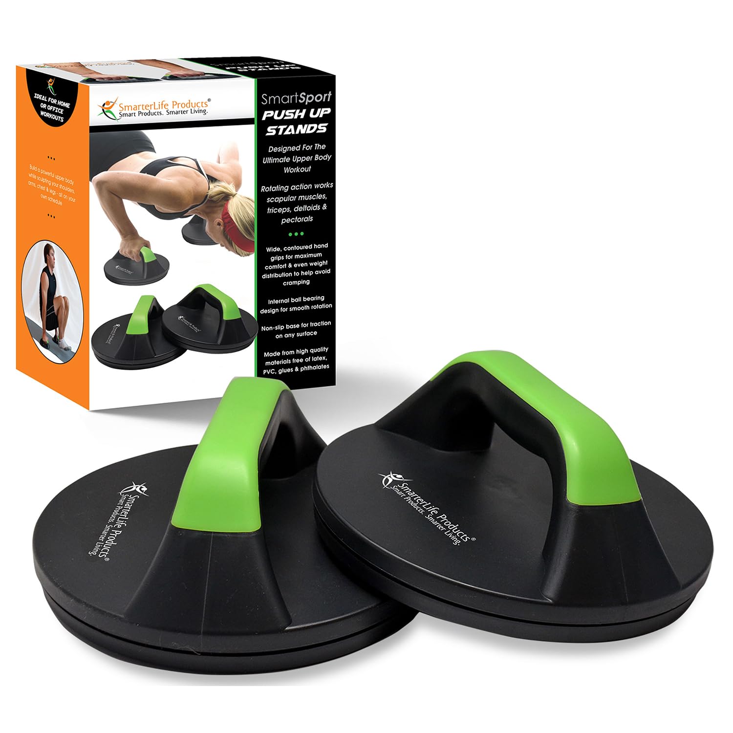 Smarterlife Push Up Bar Set, Pushup Handles For Floor Rotate To Prevent Wrist And Elbow Strain, Wide Grips And Non Slip Pads Are