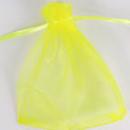 Lautechco 100Pcs Organza Bags 5X7 Inches Yellow Organza Gift Bags Small Mesh Bags Drawstring Gift Bags Christmas Drawstring Orga