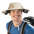 Cooling Sun Hat with Fan Rechargeable - UPF 50+ Wide Brim Bucket Hat for Sun Protection, 8Hrs Running Neck Fan Hat for Hiking, F