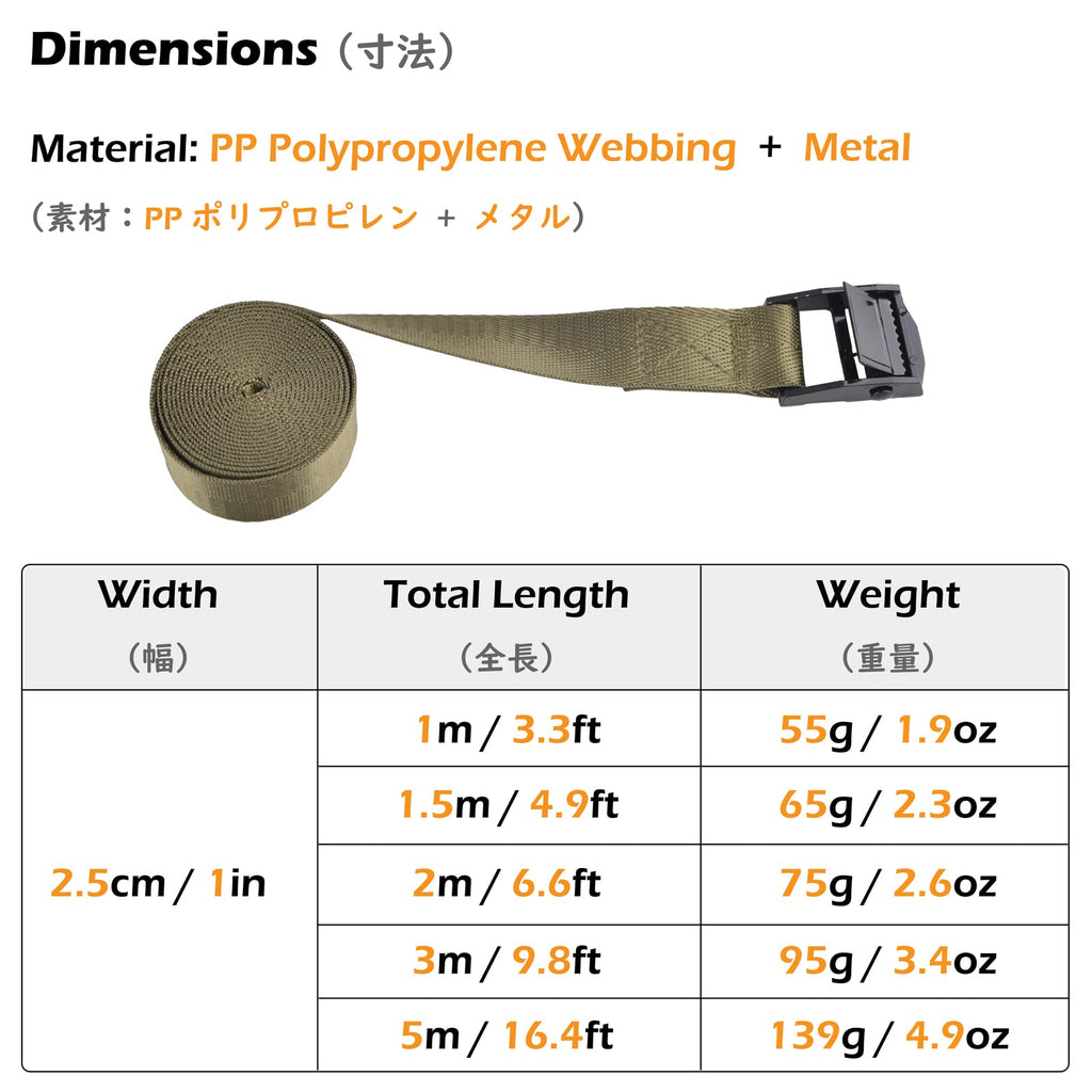 Triwonder Cinch Tie Down Strap Lashing Straps Heavy Duty Nylon Straps With Cam Buckles For Cargo, Trucks, Boat, Motorcycle,Sup,