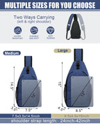 Pritent Crossbody Bags for Women Men Trendy Sling Bag Bakpack Casual Chest Bag with Convertible Shoulder Strap Travel Cross Body