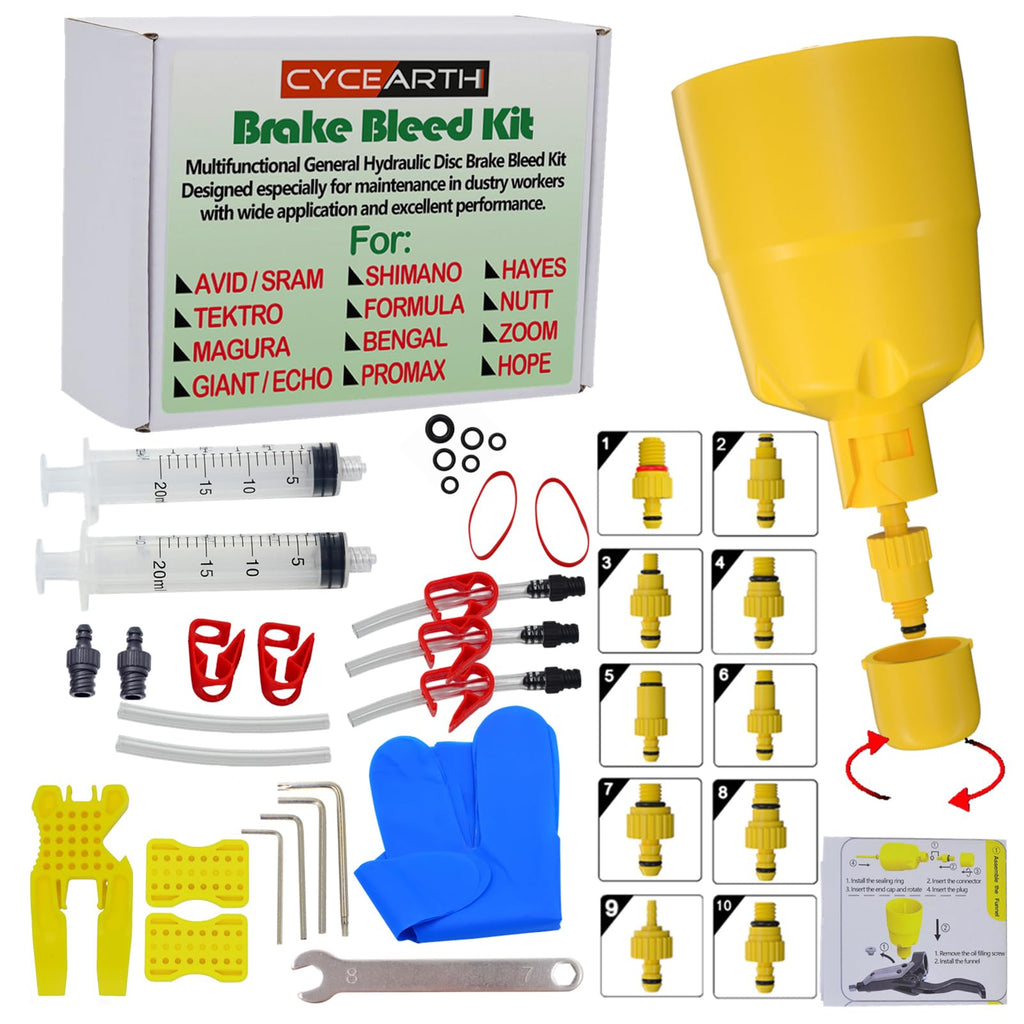 Cycearth Bicycle Hydraulic Disc Brake Oil Bleed Kit For All Brakes Shimano,Sram,Avid,Tektro,Magura,Hayes,Bike Brake Repair Tool 