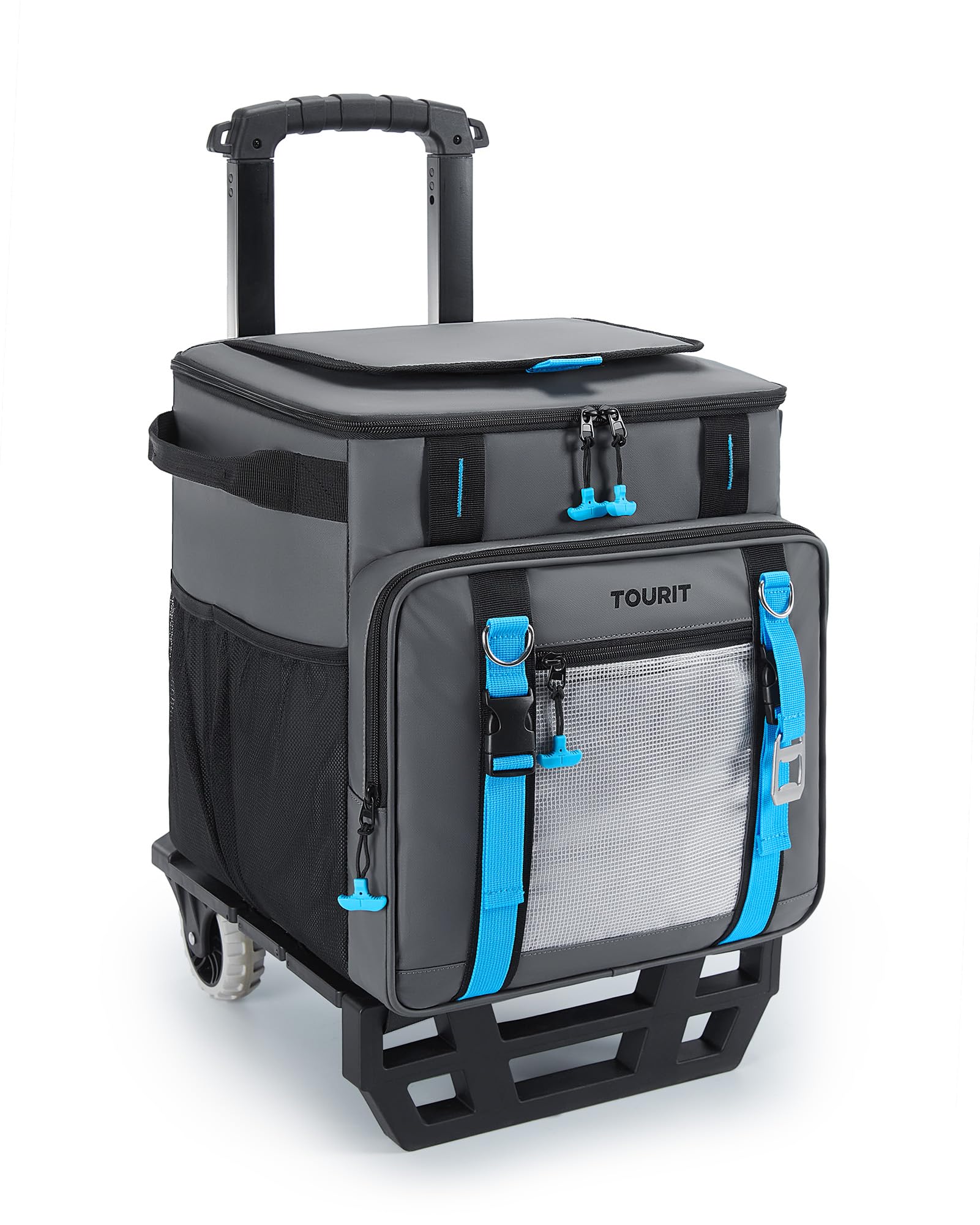 Tourit 30L/50-Can Cooler With Wheels - 16Hrs Ice Retention Rolling Cooler With Retractable Handle & Oversized All-Terrain Tires,