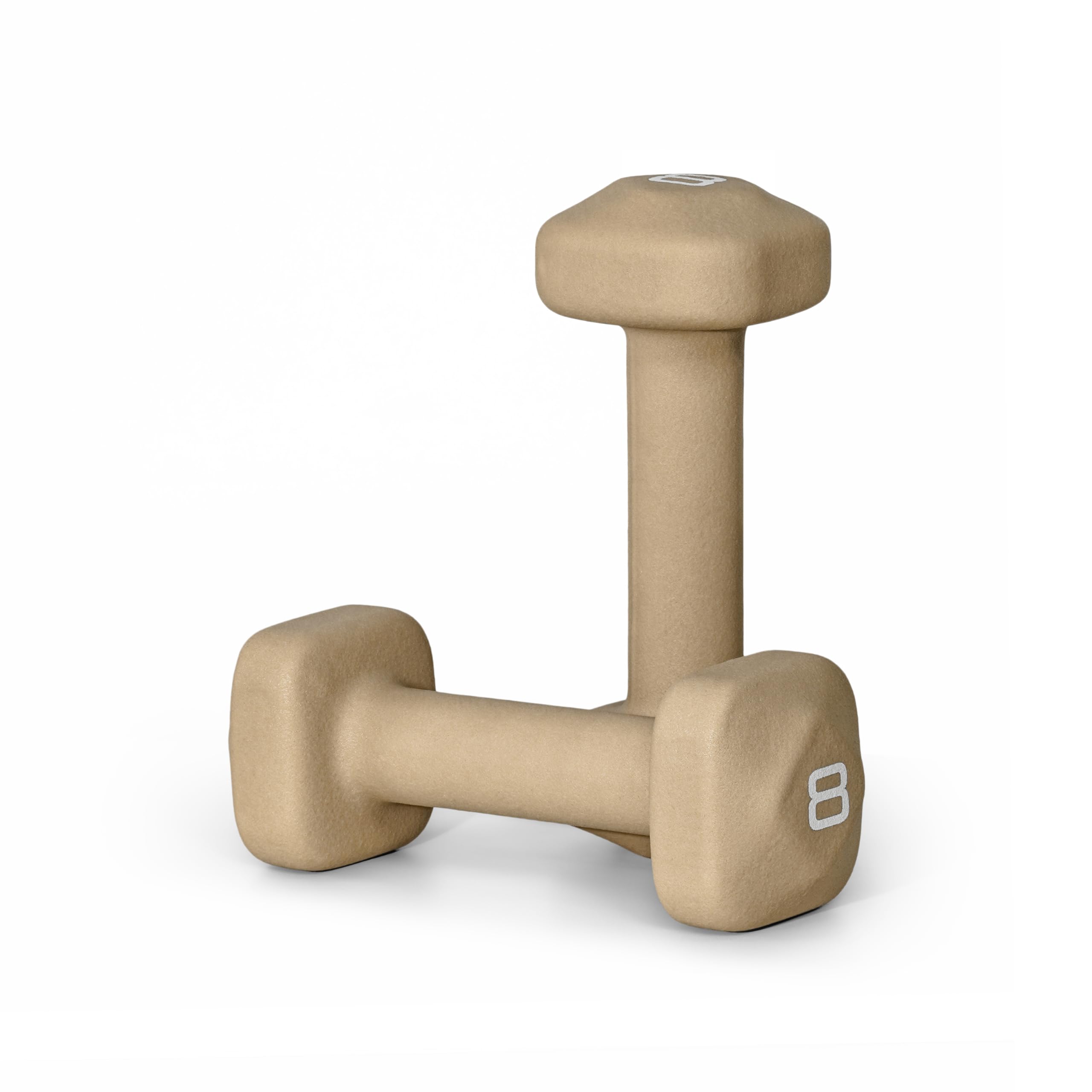 Tone Fitness 8 lb Neoprene Dumbbell Pair for Home Workouts - Non-Slip Design - Beige
