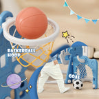 Korimefa 5-In-1 Kids Slide And Swing Set, Toddler Slide With Basketball Hoop, Swing, Outdoor Indoor Playground For Toddlers 1-3