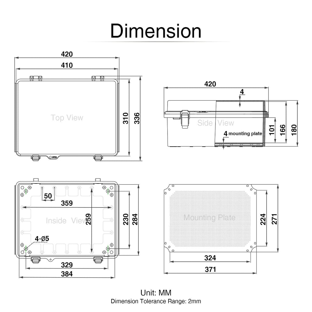 Qilipsu Clear Hinged Cover Stainless Steel Latch 410X310X180Mm Junction Box With Mounting Plate, Universal Ip67 Project Box Wate