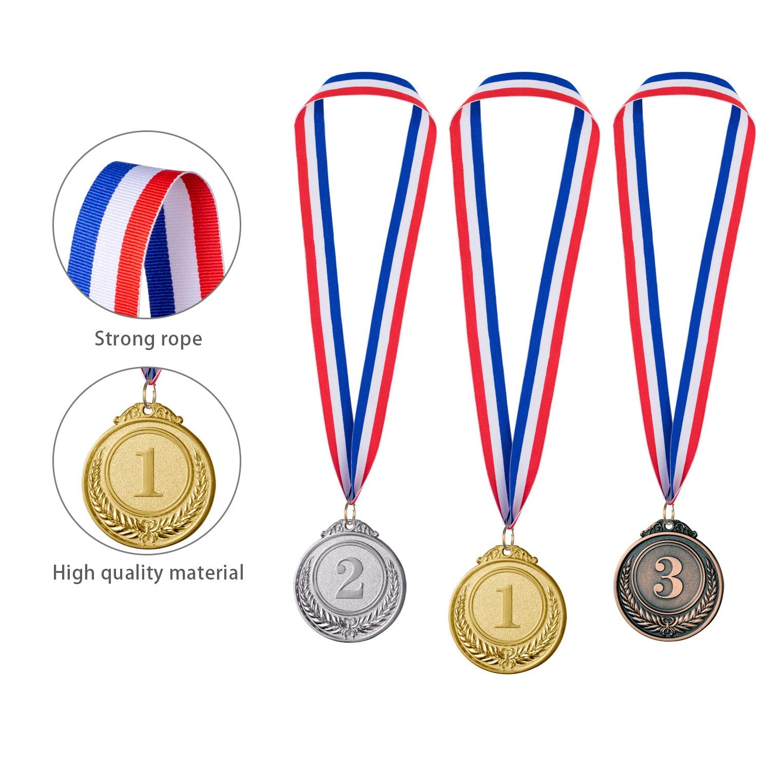 Favide 12 Pieces Gold Silver Bronze Award Medals-Winner Medals Gold Silver Bronze Prizes For Competitions, Party,Olympic Style,