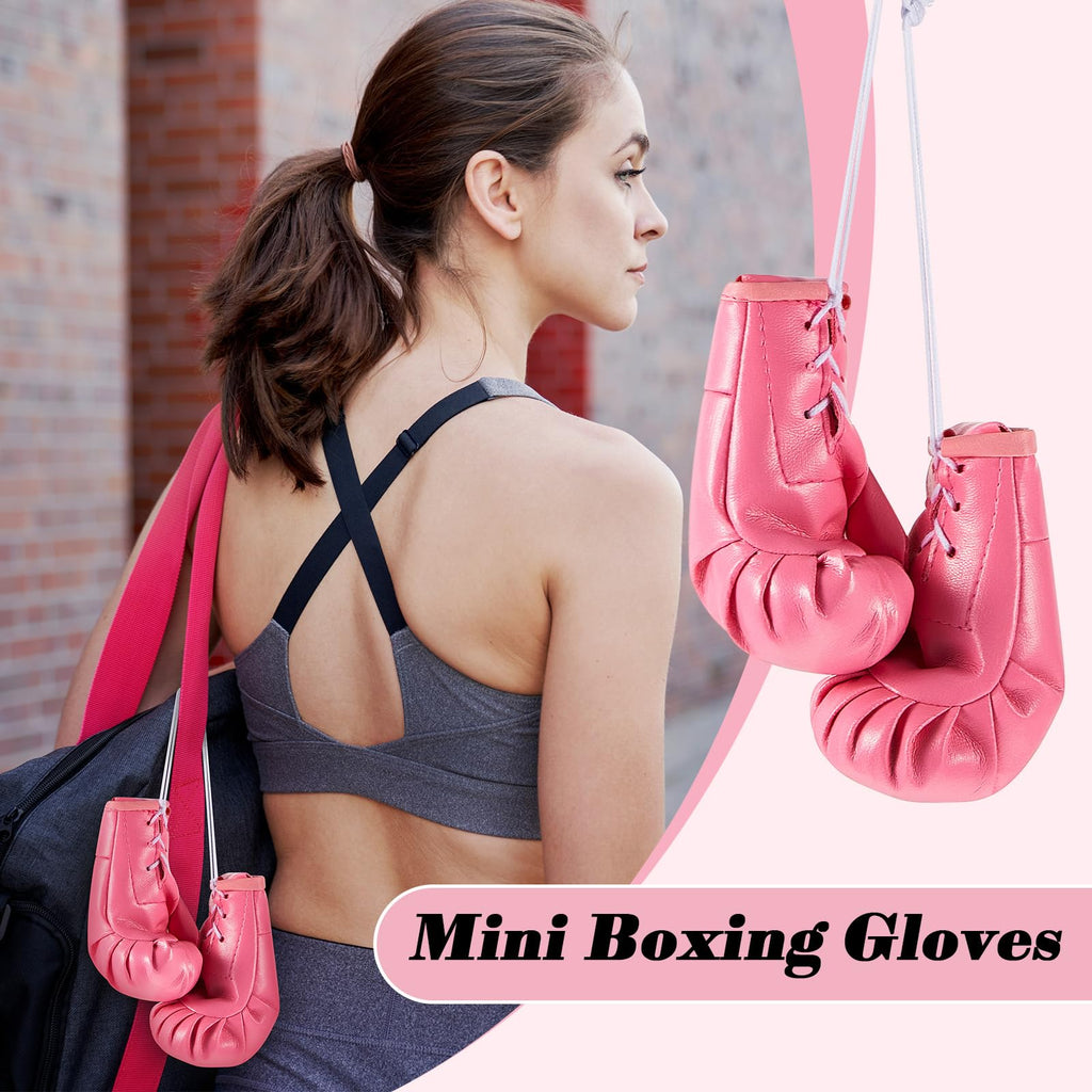 Deekin 3 Pairs Mini Boxing Gloves Miniature Punching Gloves Boxing Party Decorations Boxing Accessories Pink Boxing Gifts Hangin