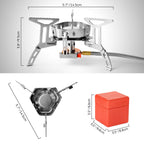 Odoland 3500W Windproof Camp Stove Camping Gas Stove With Fuel Canister Adapter, Piezo Ignition, Carry Case, Portable Collapsibl