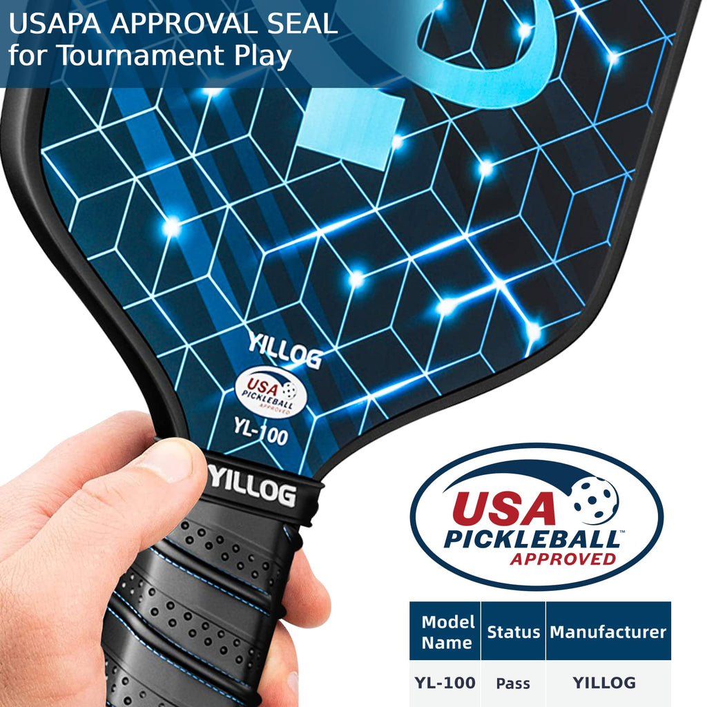 Yillog Pickleball Paddles, Usapa Approved, Set Of 4, Fiberglass Surface Pickleball Set, 4 Pickleball Balls, 4 Cooling Towels, Pi