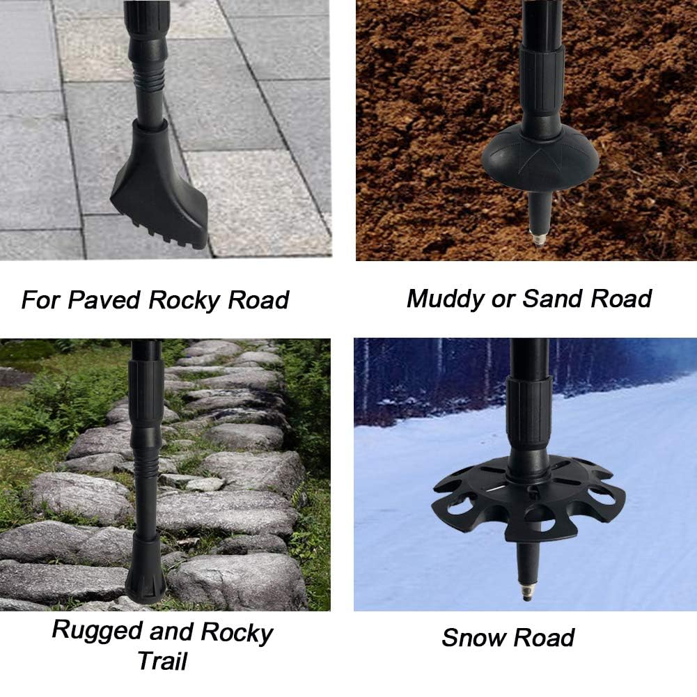 Hiking Walking Sticks Rubber Tips 10 Pack, Replacement Tips Protectors, Snow Baskets, Mud Baskets Set For Trekking Poles, Fits M