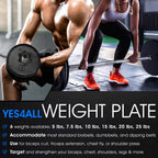 Yes4All Standard 1-Inch Cast Iron Weight Plates - 7.5Lbs X 4Pcs