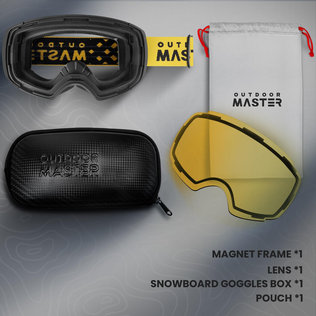 OutdoorMaster Ski Goggles PRO - Frameless, Interchangeable Lens 100% UV400 Protection Snow Goggles for Men & Women (Photochromic