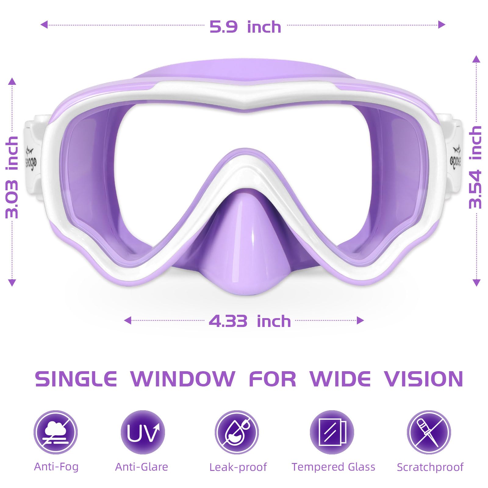 Seago Kids Swim Goggles Mask for 6-14 3-6 4-7 8-12 3-5 Boys Girls Youth, Waterproof No Leakage Tempered Glasses Anti-Fog 180 Cle