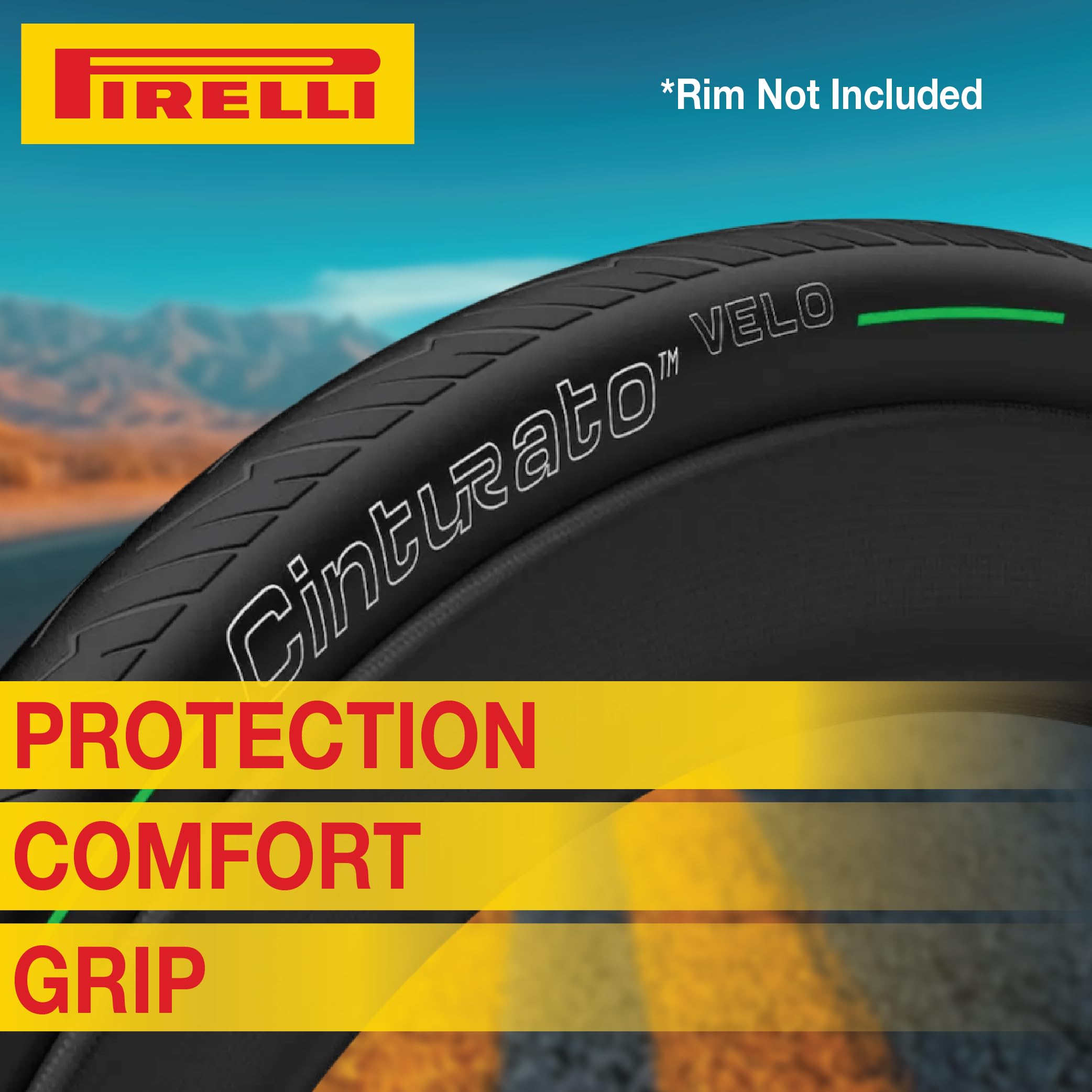Pirelli Cinturato Velo Road Bike Tire, Long Rides, Tubeless Ready Clincher Tlr, Grip & Durability, Innovative Kevlar Protect, (1