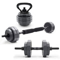 Cap Barbell 66 Lb Multi-Use Adjustable Weight Set - Versatile Dumbbell, Barbell & Kettlebell For Full-Body Workouts | Gray