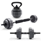 Cap Barbell 66 Lb Multi-Use Adjustable Weight Set - Versatile Dumbbell, Barbell & Kettlebell For Full-Body Workouts | Gray