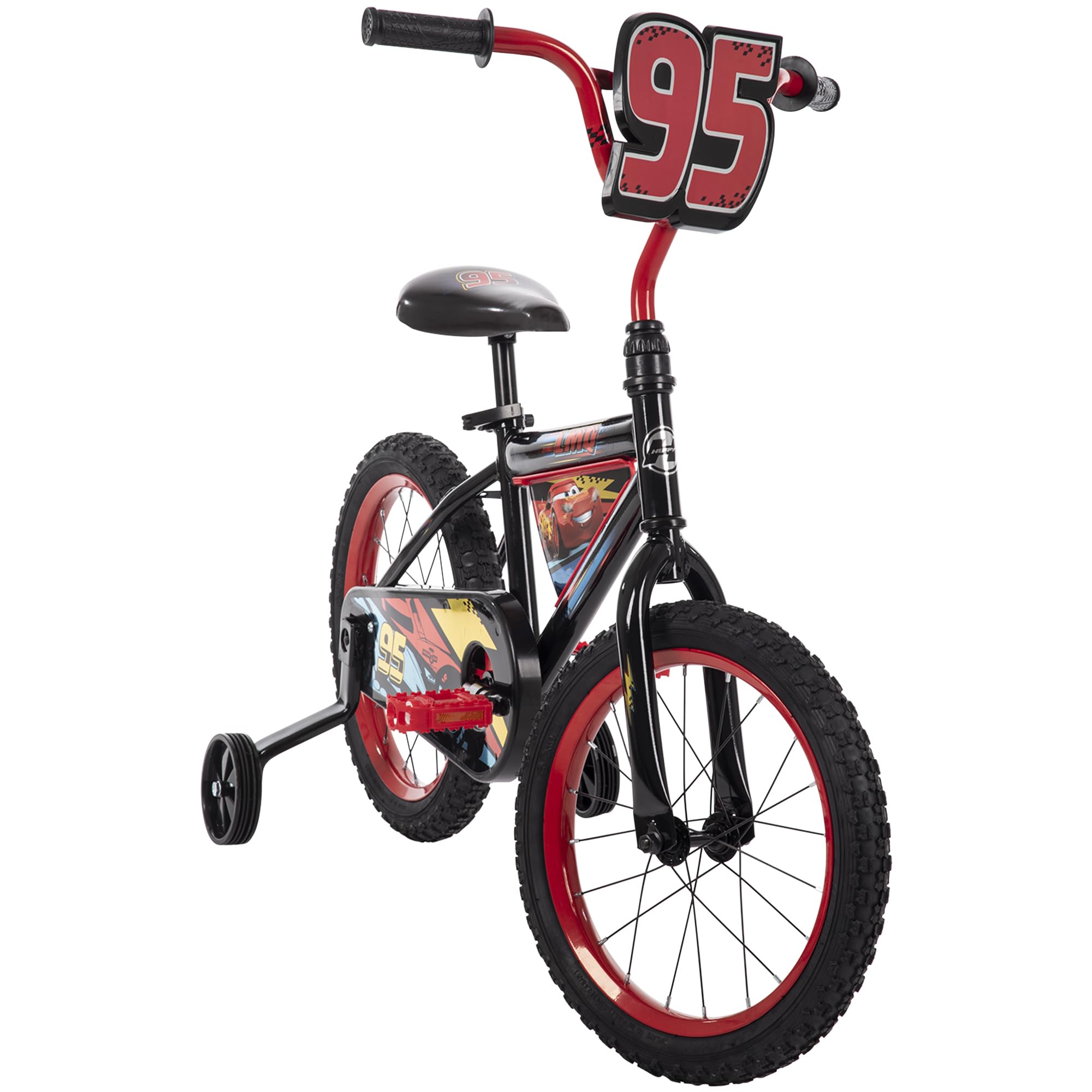 Huffy Disney Pixar Cars Lightning Mcqueen 16 Inch Kid'S Bike, Ideal For Ages 4-6 Years Old, Training Wheels Included, Quick Conn