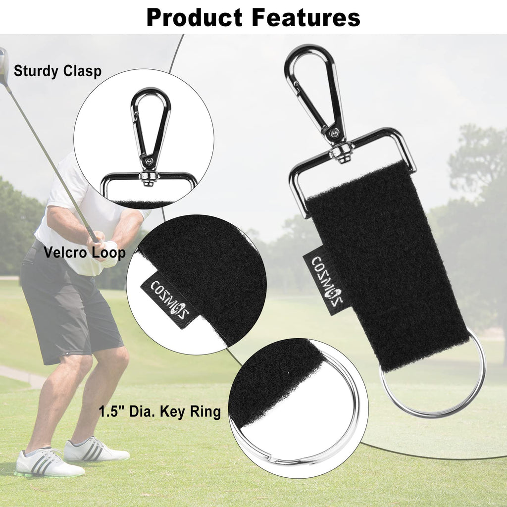Cosmos Golf Glove Grabber Holder Golf Glove Belt Keeper Strap, Both Sides Loop With Metal Clip And Keyring, On Course Golf Club