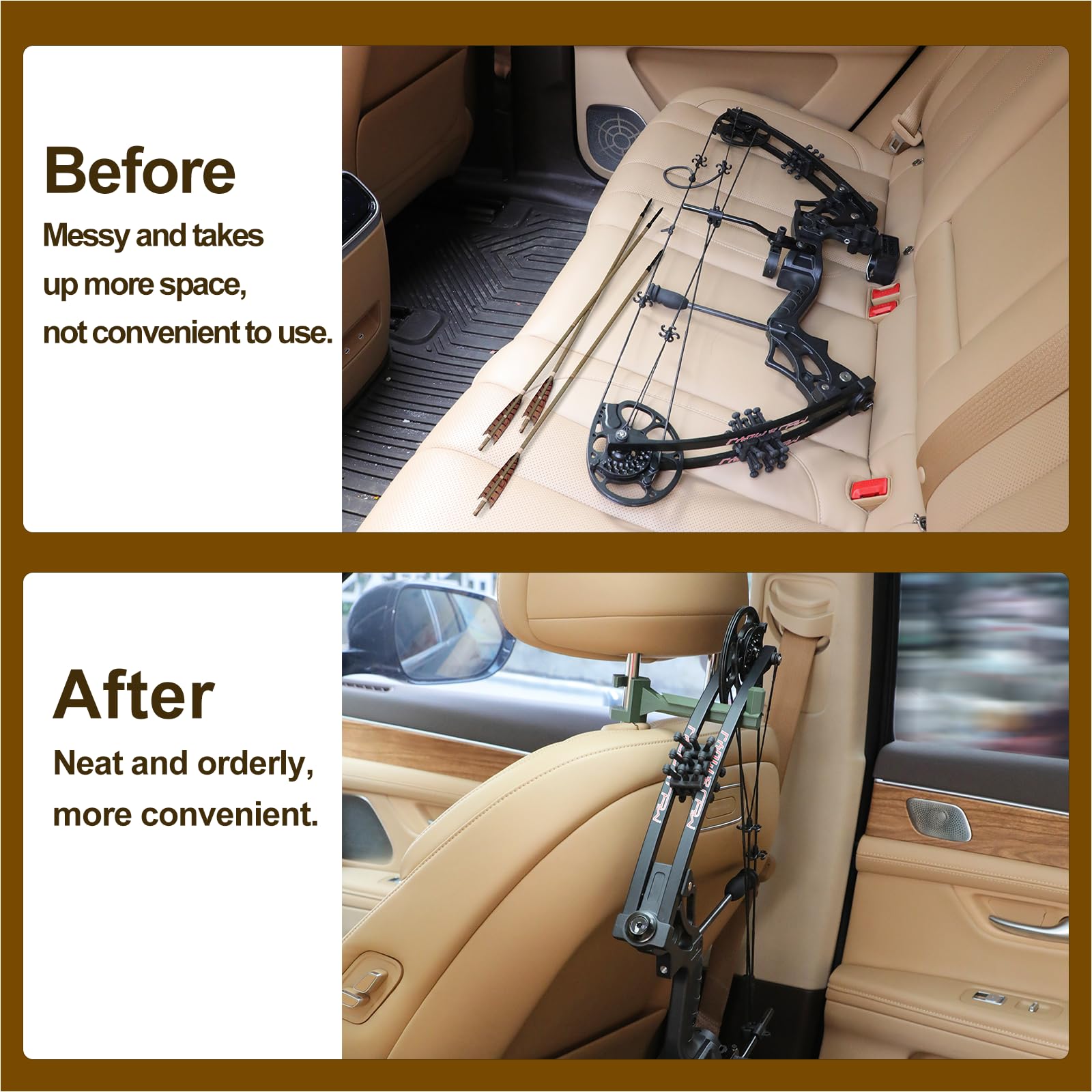 2 Set Bow Hanger for Truck Portable Bracket Bow Buddy Universal Compound Bow Headrest Holder for Vehicle Storage and Hunting Tra