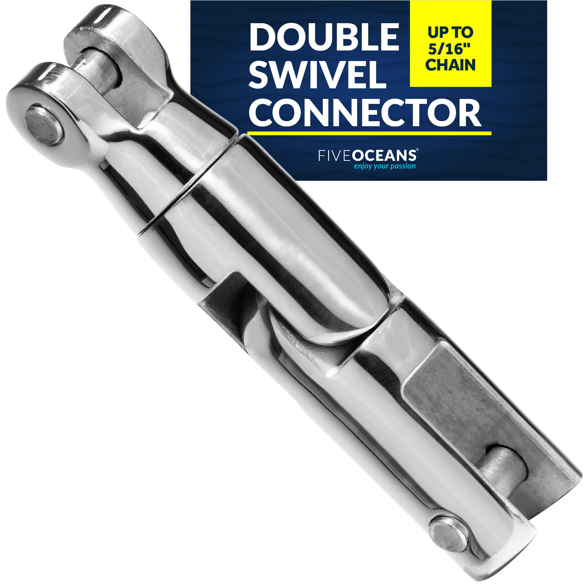 Five Oceans 316 Stainless Steel Multidirectional Boat Anchor Swivel, Anchor Chain Swivel Connector, Up To 5/16-Inch Chain, 360-D