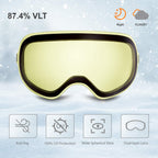 Vanrora X-Mag Ski Goggles Replacement Lens, Vlt 87.4% Yellow Lens