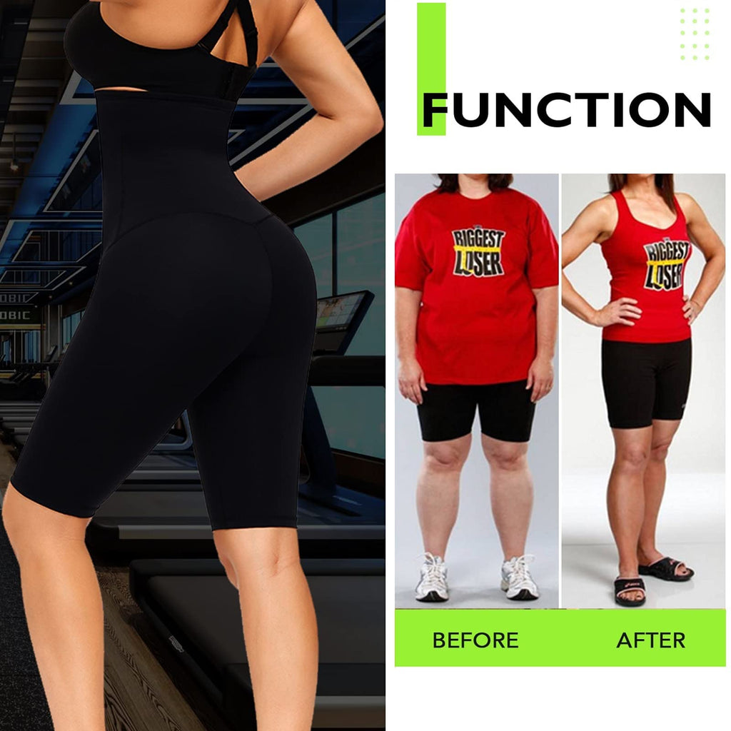 Huiming Sauna Sweat Shorts For Women High Waisted Thermo Waist Trainer Slimming Leggings Pants Body Shaper (Small/Medium)