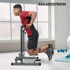 Balancefrom Multi-Function Dip Stand Dip Station Dip Bar With Improved Structure Design, 500-Pound Capacity, Gray