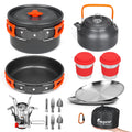 Bisgear Camping Cookware Kettle Backpacking Stove Mess Kit, Camping Pots And Pans Set With Cups Plates Utensils, Camping Kitchen