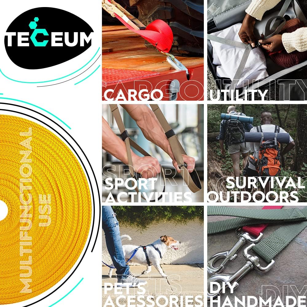 Teceum 1 Inch Webbing - Honey Yellow - 10 Yards - 1    Webbing For Climbing Outdoors Indoors Crafting Diy Nw