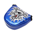 Gooaction Skull Golf Club Heel Shafted Mallet Putter Cover Magnetic Closure Design Synthetic Leather Putters Headcover Blue