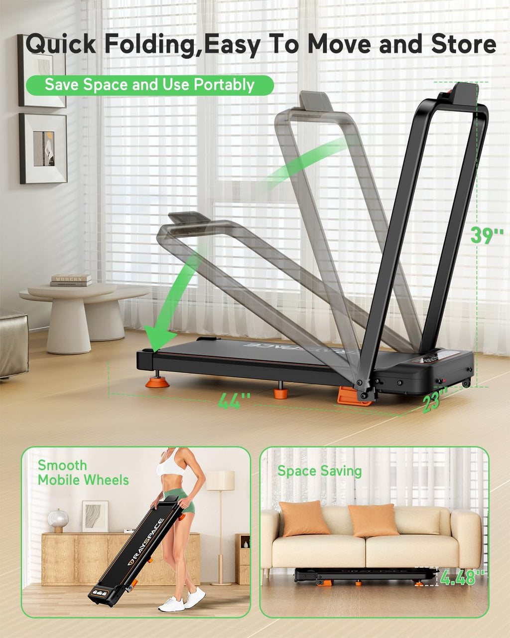 Walking Pad Treadmill With Incline, Upgraded 3.5Hp Walking Pad With Handle Bar, 350Lbs Foldable Portable Treadmills For Home Off