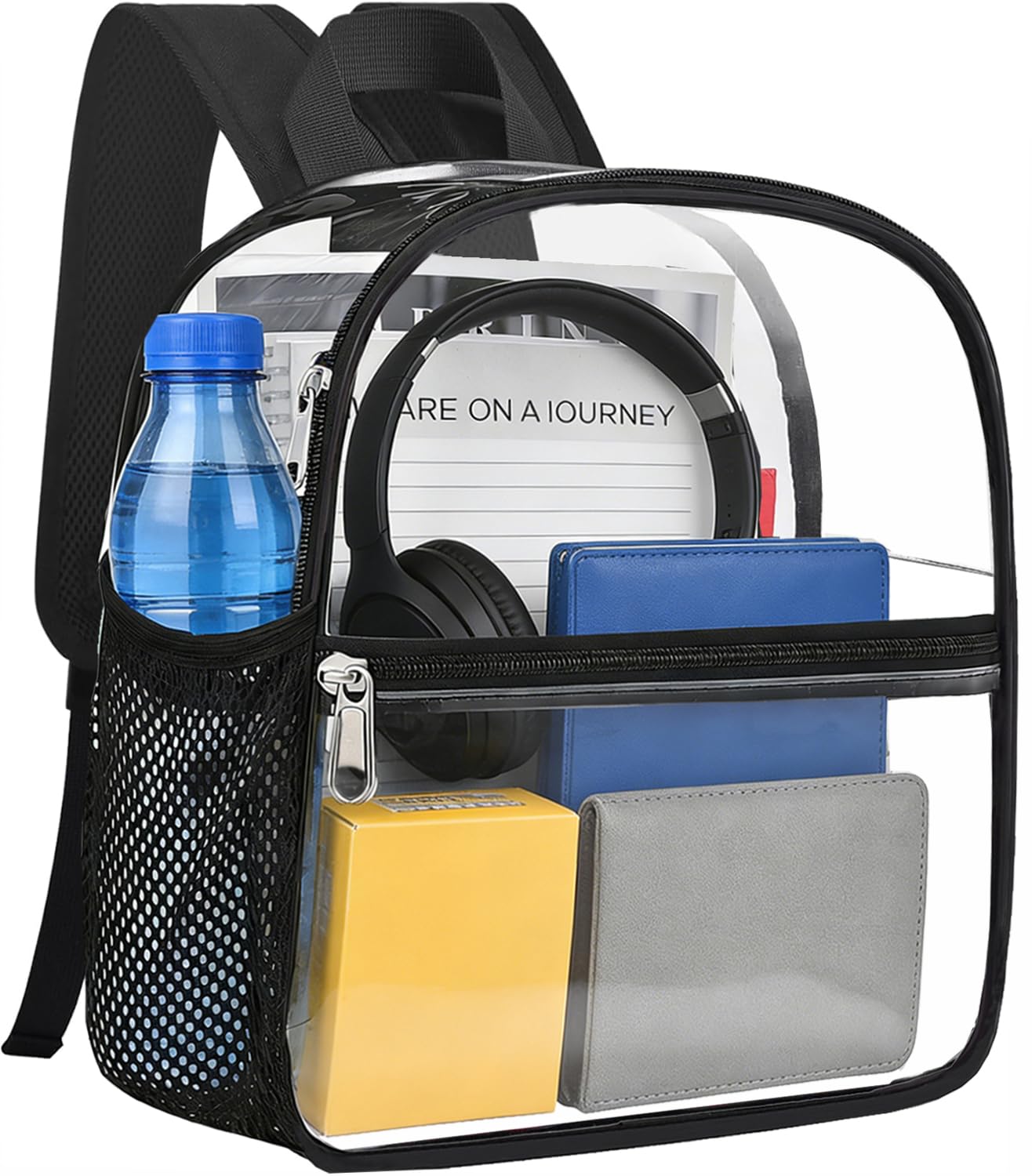 Busiuw Clear Backpack for Stadium Events 12x12x6, Clear Bag Stadium Approved Mini Small Sports Fan Backpacks with Front Pocket f
