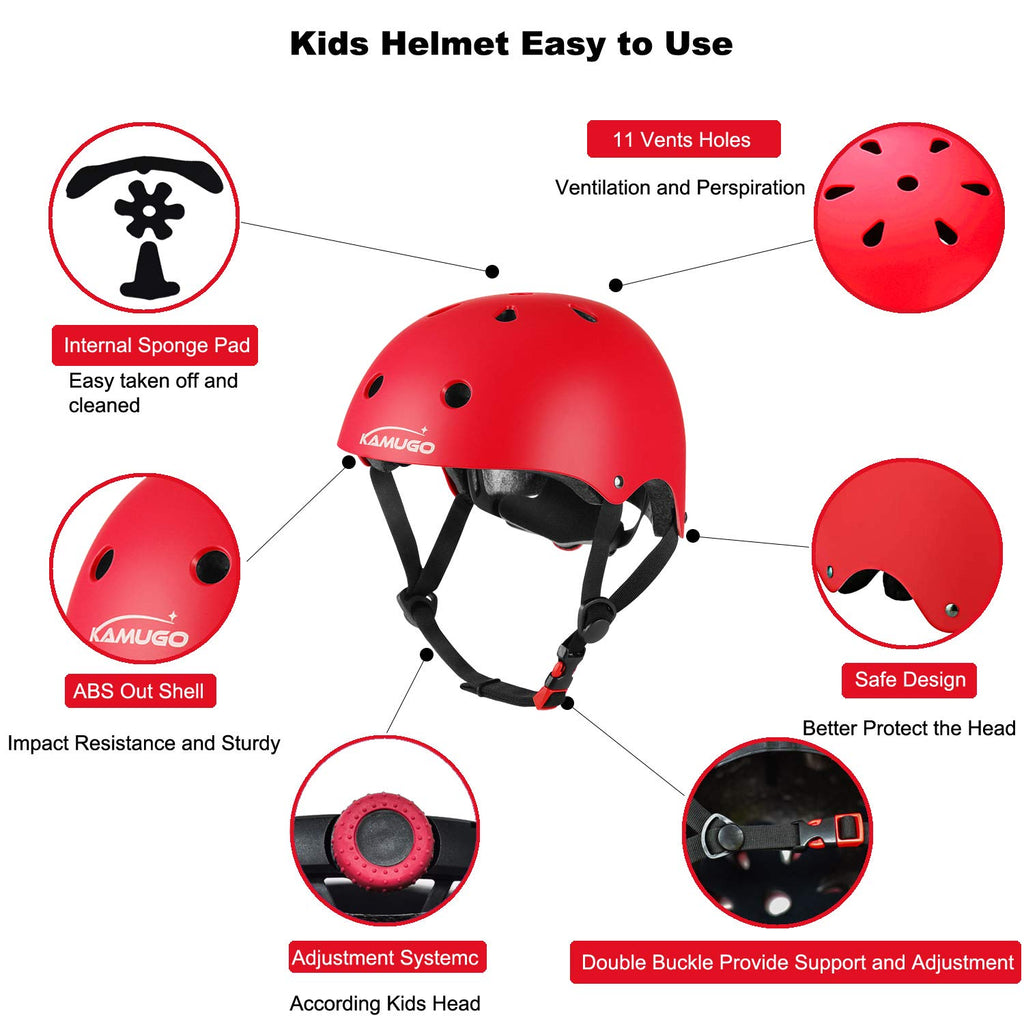 Kamugo Kids Youth Adjustable Sports Protective Gear Set Safety Pad Safeguard (Helmet Knee Elbow Wrist) Roller Bicycle Bmx Bike S