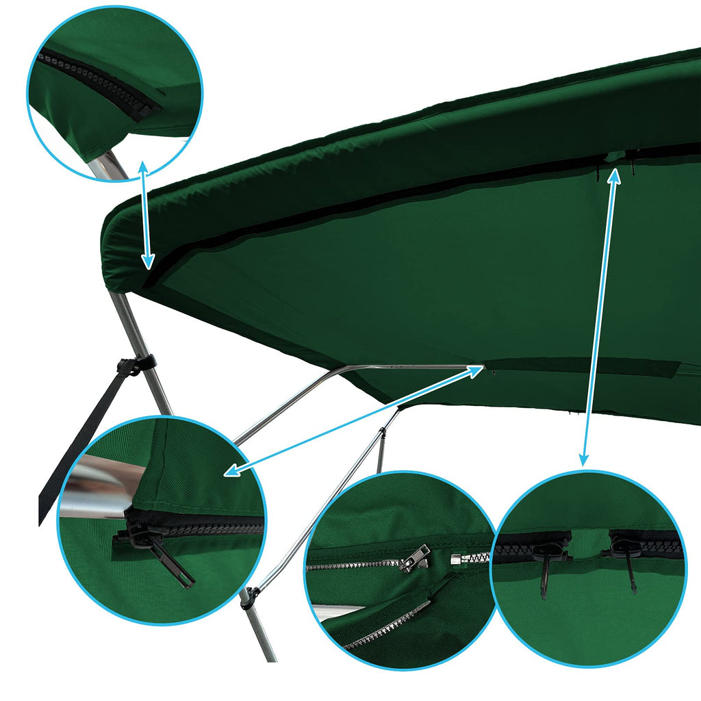 Savvycraft 4 Bow Bimini Replacement Top Canvas Cover 4 Bow 96'' L 79''-84'' W Green Color