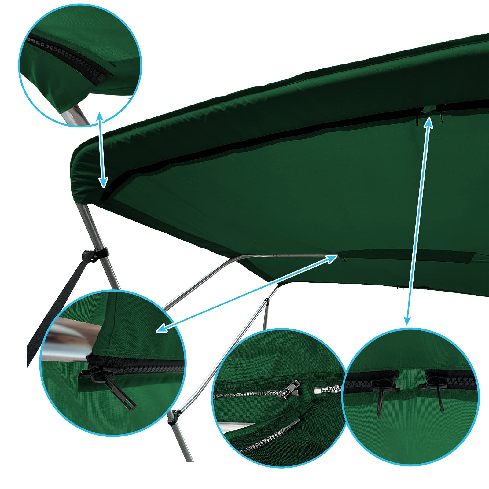 Savvycraft 4 Bow Bimini Replacement Top Canvas Cover 4 Bow 96'' L 79''-84'' W Green Color