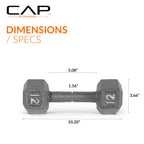 Cap Barbell Cast Iron Hex Dumbbell, Single, 12 Lb