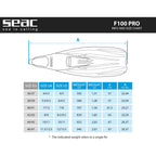 Seac F100 Pro, Ultra Light Underwater Full Foot Fin, For Diving And Snorkeling, Blue, 8 .5-9.5 Us