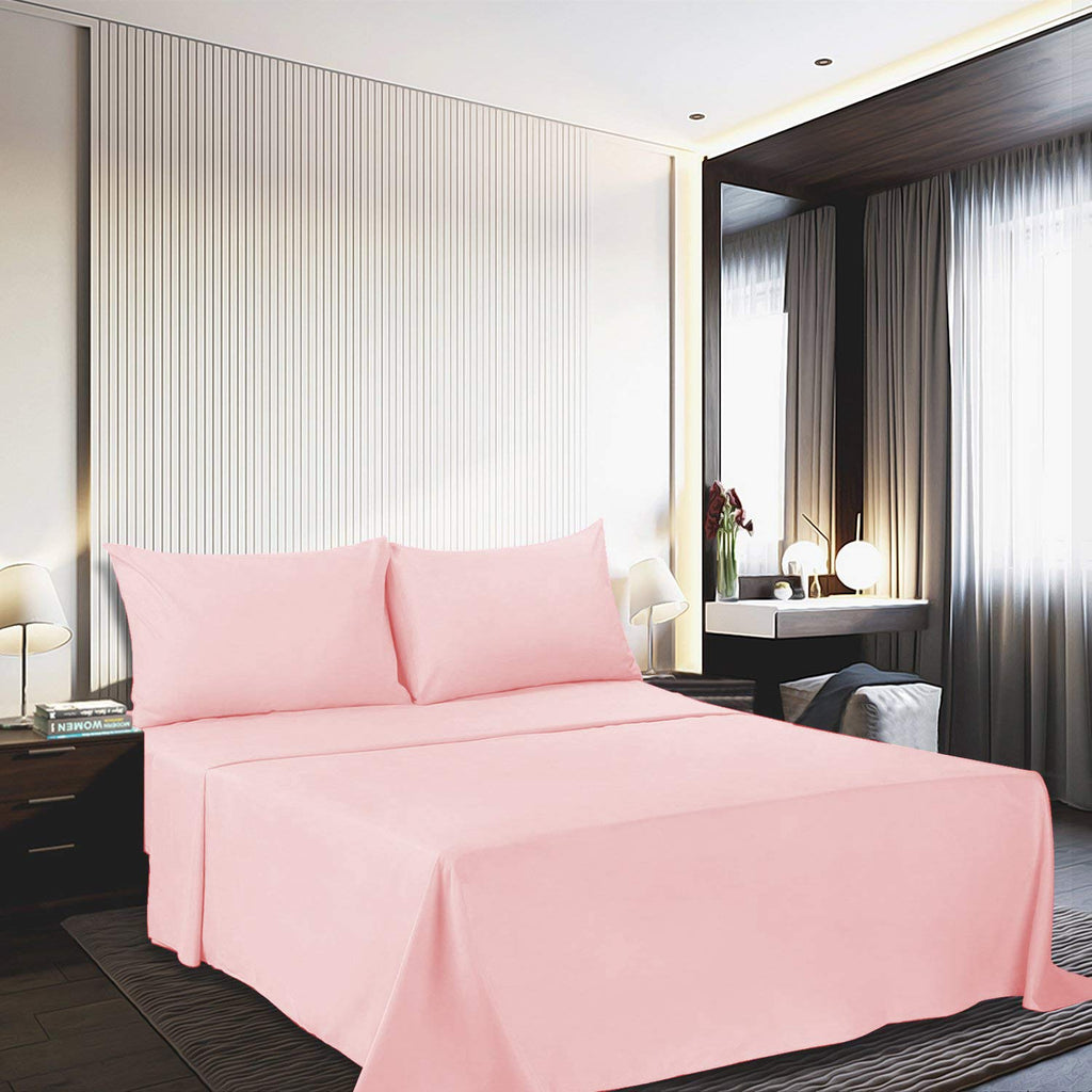 Best Season 4 Piece Bed Sheet Set (Queen,Blush Pink) 1 Flat Sheet,1 Fitted Sheet And 2 Pillow Cases,100 Brushed Microfiber 1800