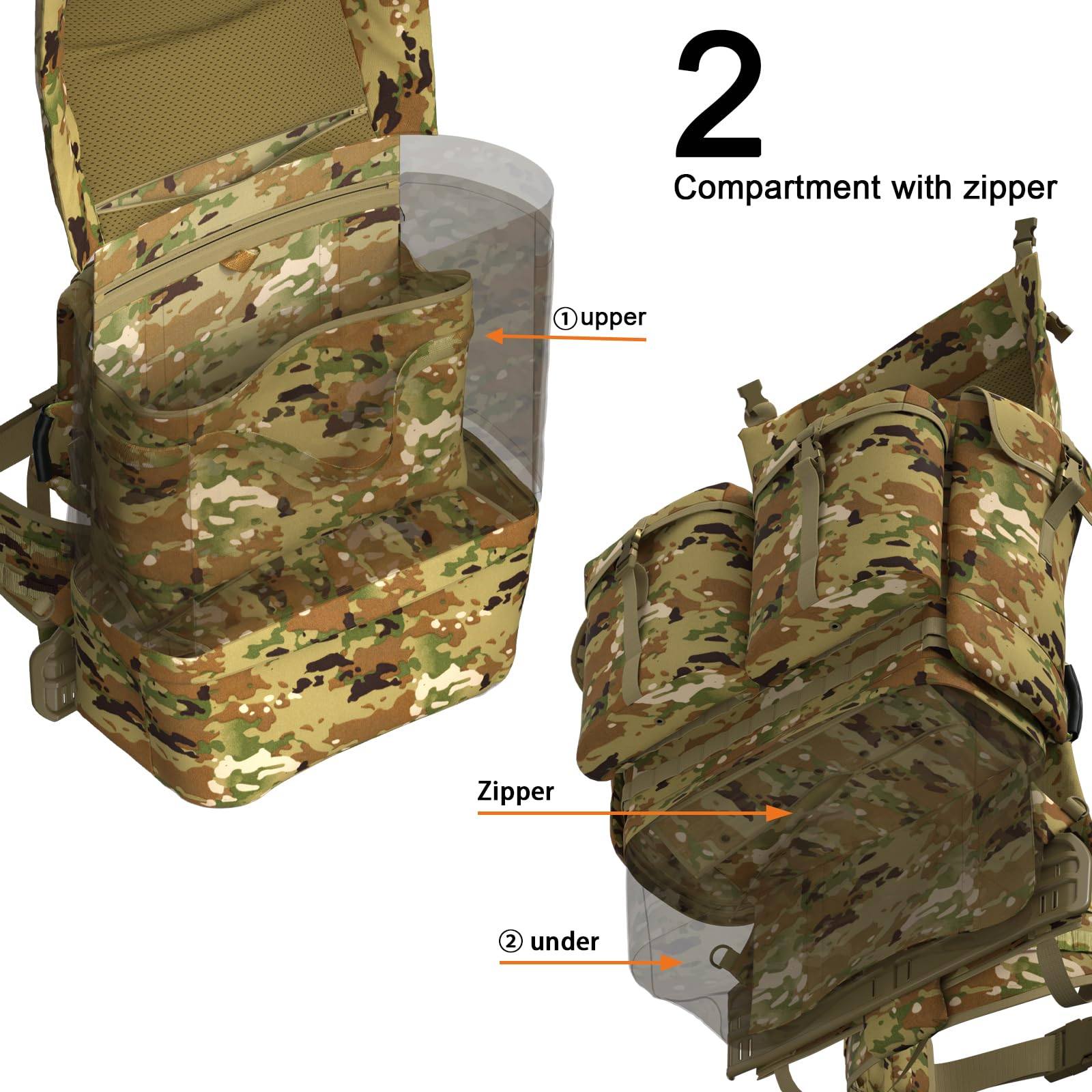 Mt Filbe 100L+ Modular Tactical Backpack System - Military Rucksack With External Abs Frame Multi-Mission Molle Gear For Trekkin
