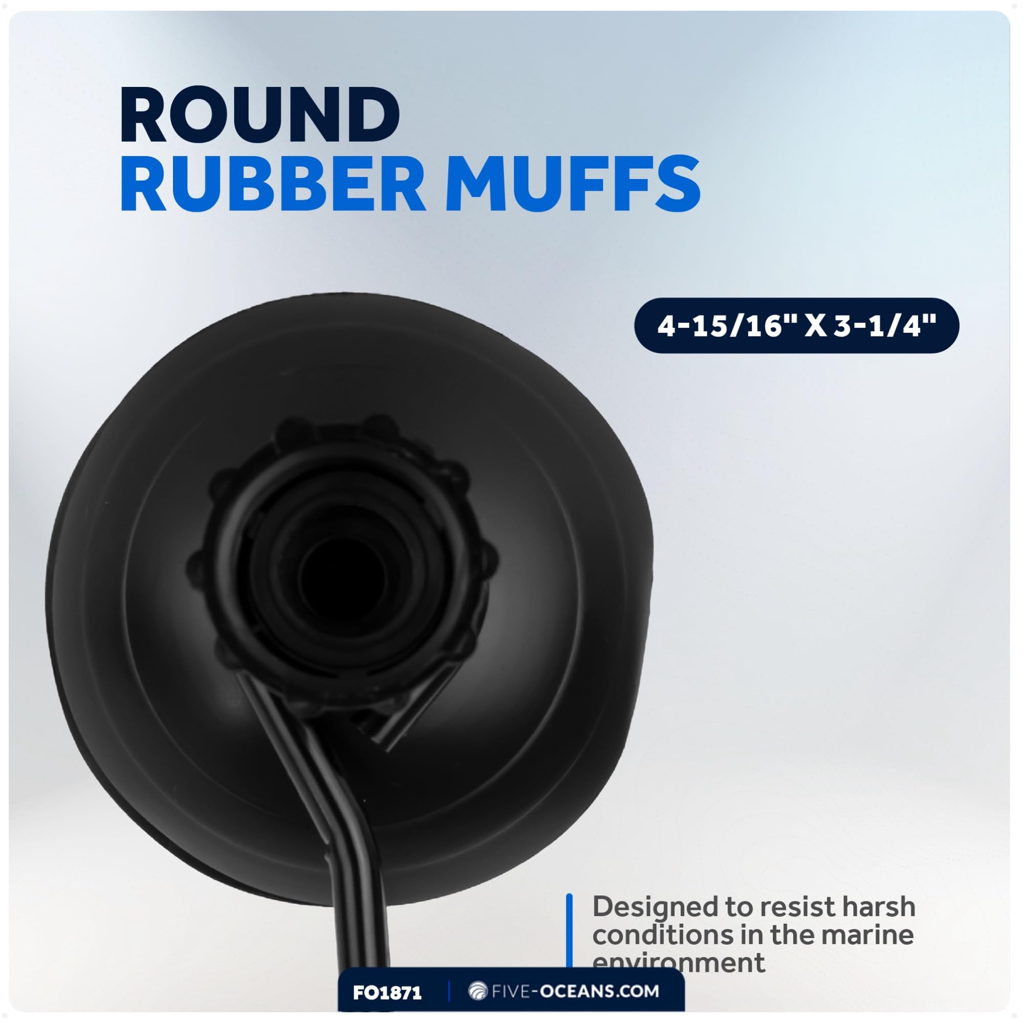Five Oceans Outboard Motor Muffs, Universal Outboard Motor Flusher, Black Pvc Marine Grade Round Muffs, Coated Steel Bracket, In