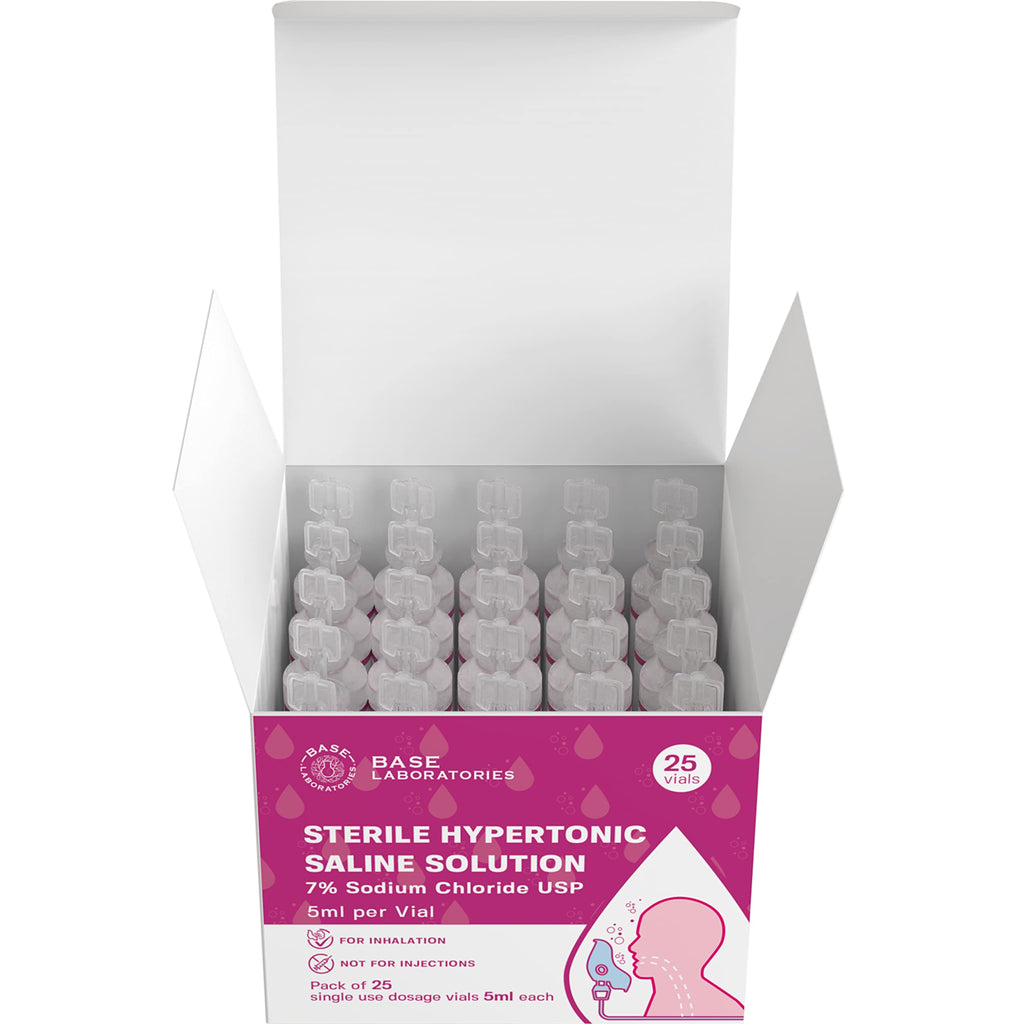 Base Labs 7 Hypertonic Saline Solution For Nebulizer Machine  Sterile Saline Solution For Inhalation Helps With Respiratory Trea