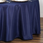 Tableclothsfactory 90 Inch Navy Blue Round Tablecloth - Linens Polyester Table Cloth, Stain And Wrinkle Resistant Washable Table