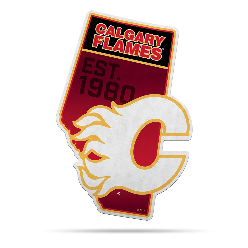 Rico Industries Nhl Calgary Flames State Shape Shape Cut Pennant - Home And Living Room D  Cor - Soft Felt Ez To Hang