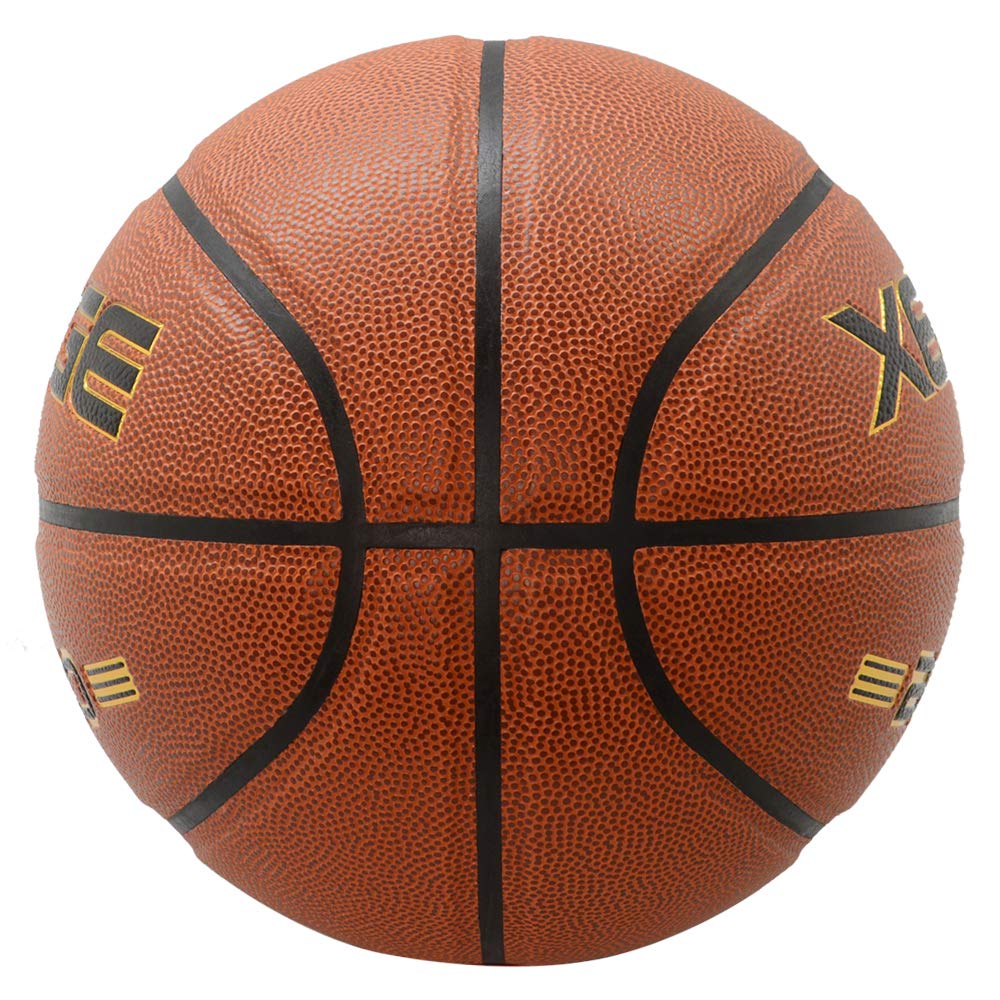 Xedge Basketball Size 5/6/7 Composite Leather Street Basketball Indoor Outdoor Game Ball With Needle,Pump And Carry Bag (Red, Si